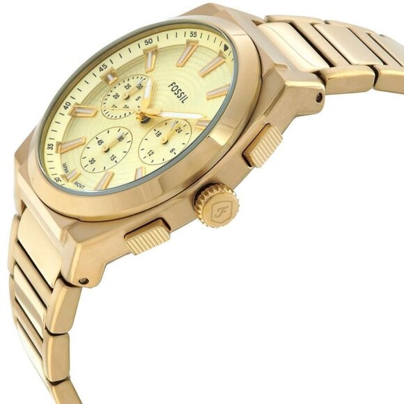 NWT Authentic Fossil Everett Chronograph Quartz Gold Dial Men's Watch - Picture 2 of 3